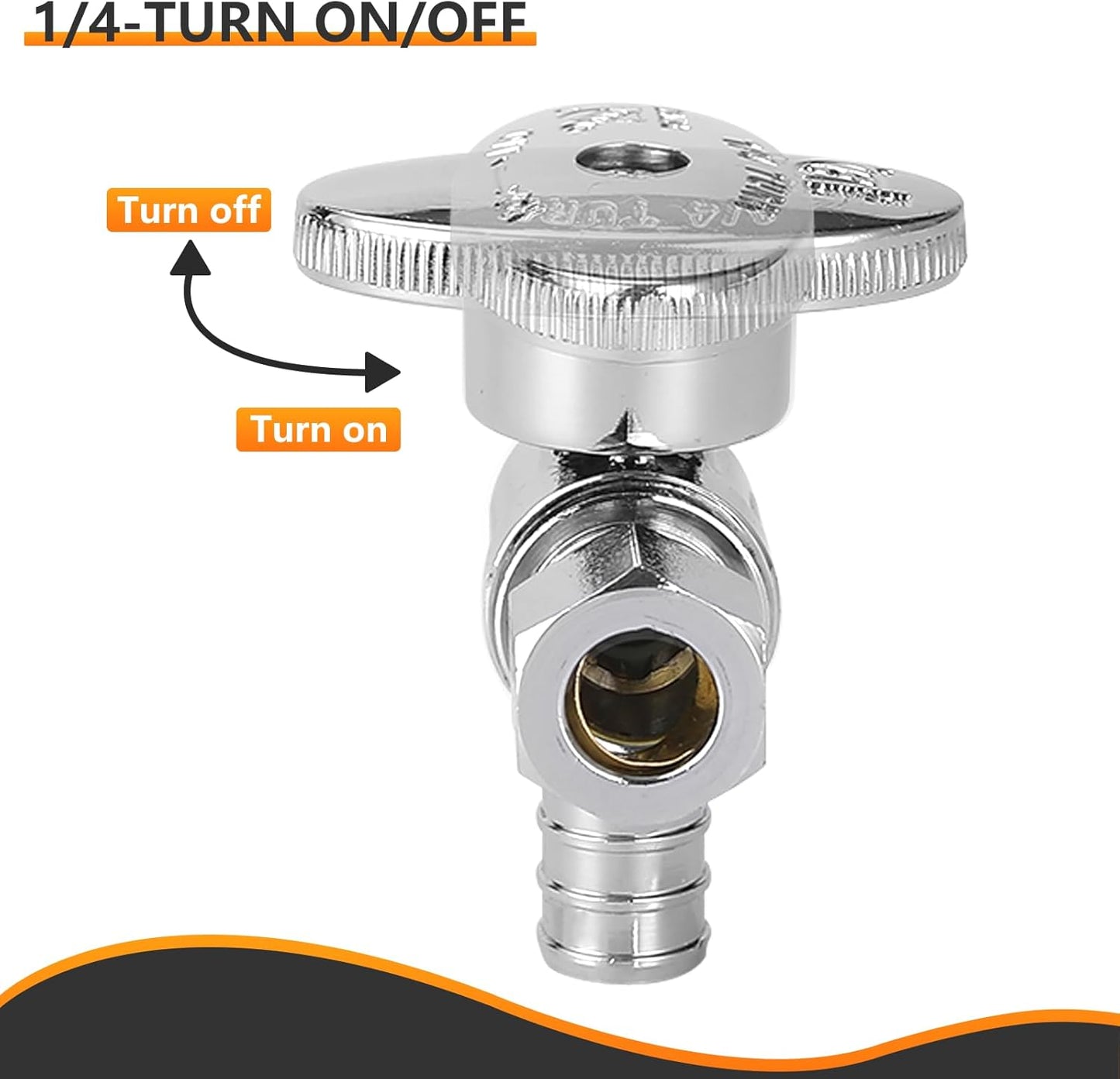10-PCs HeSun Pex Angle Stop Valve, 1/2" Pex x 3/8" OD Compression Angle Stop, 1/4 Turn Shut Off Valve for Bathroom, ASTM F1807(VALVE076-10)