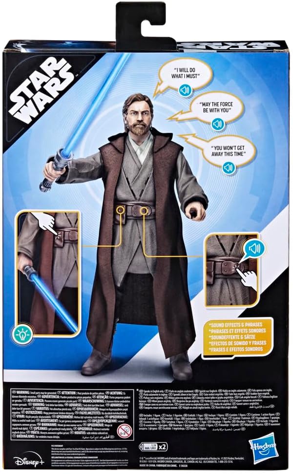 STAR WARS Galactic Action OBI-Wan Kenobi, 12-Inch-Scale Action Figure, Interactive Toys, Toys for 4-Year-Old Boys and Girls
