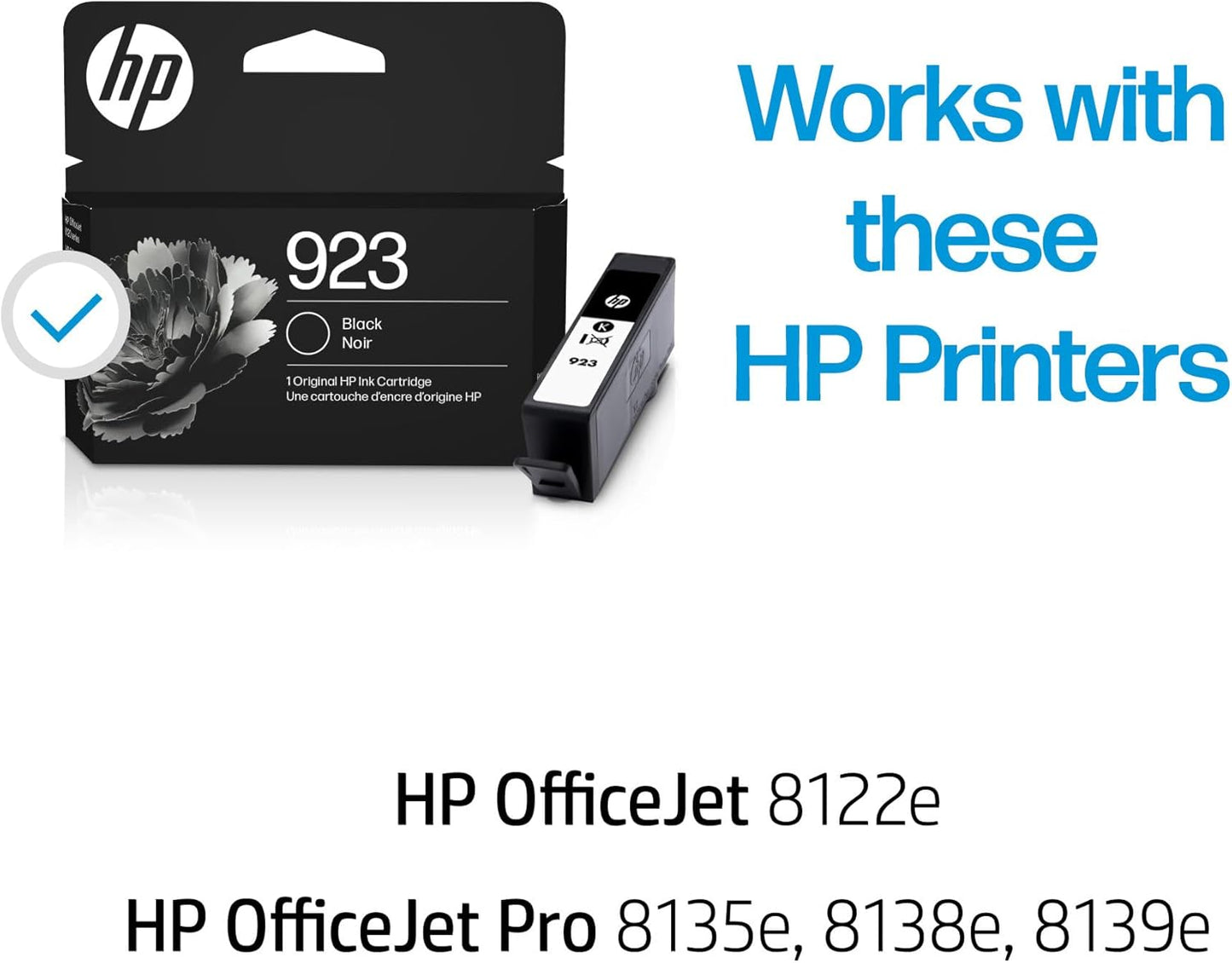 HP 923 Black Ink Cartridge Printers | Works with Printer Series: OfficeJet 8120, OfficeJet Pro 8130 | Eligible for Instant Ink | 4K0T3LN