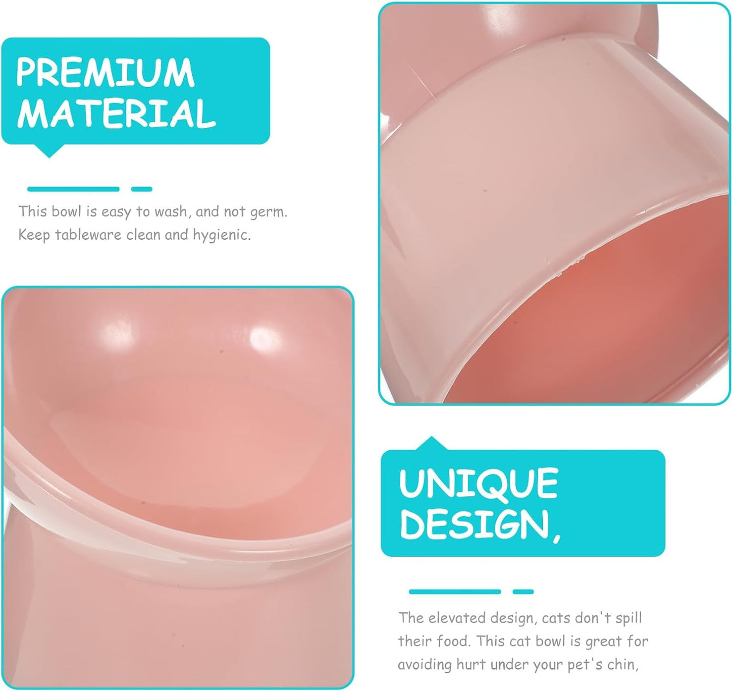 Milisten Elevated Pet Food Bowl with Neck Guard Raised Tilted Footed Feeder Cat Dog Slow Feeding Dish Pink for Small Pets