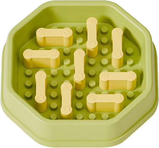 Shinsto Interactive Bloat Stop Dog Bowl Slow Feeder with Lick Treat Surface Non-Slip Base to Green One Size