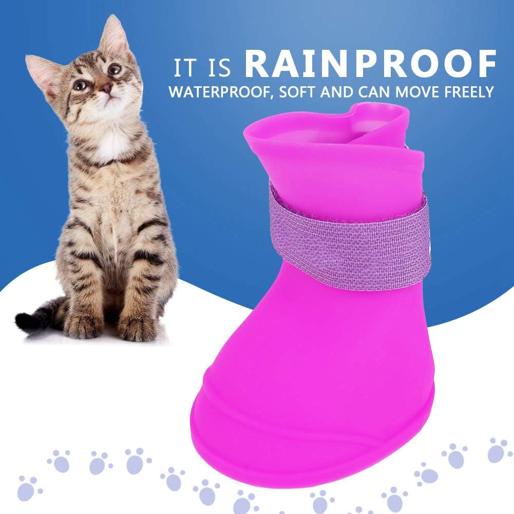 Ejoyous Dog Boots Protector, 4Pcs Silicone Pet Booties Anti Slip Dog Rain Protective Shoes for Small Dogs Doggy Puppy Doggie Pets, Dog Booties for Outdoor Walking (L)