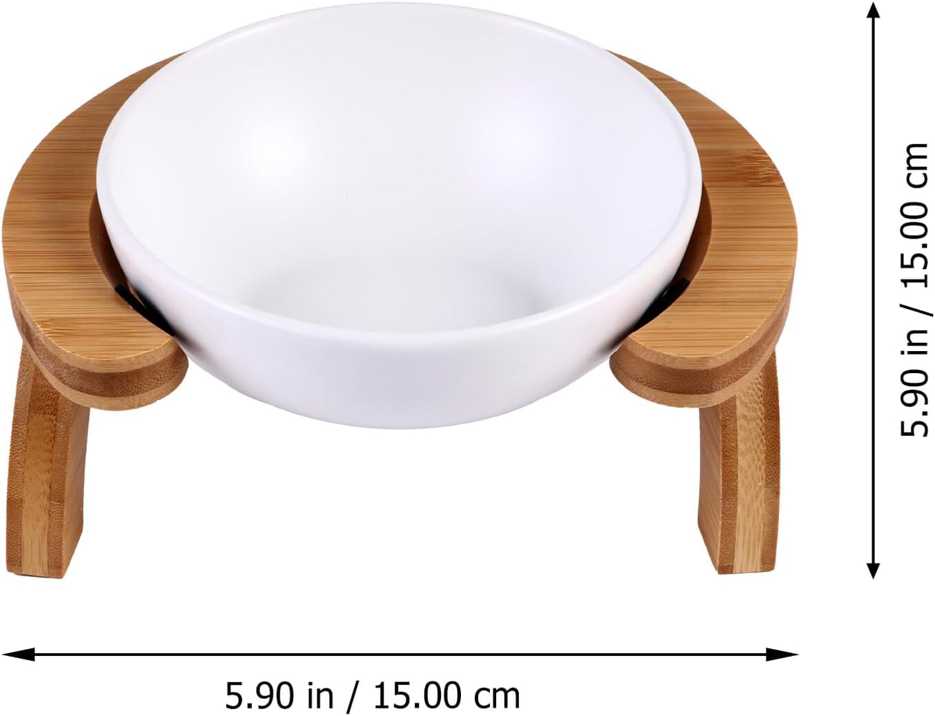 Milisten Pet Feeding Bowl Set 300ml Slanted Raised Cat Feeder with White Food Bowl and Rainbow Wooden Stand for Indoor Cats and Kittens