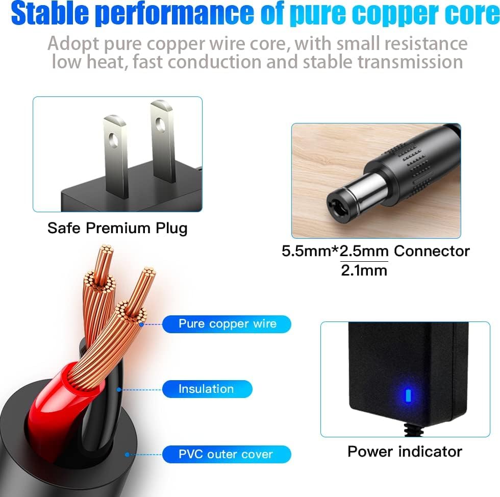 5V 5A Power Supply Adapter 25W AC 100-240V to DC Wall Power Supply Converter with 5.5x2.5mm/2.1mm Plug for LED Pixel Strip Light CCTV Camera Security System