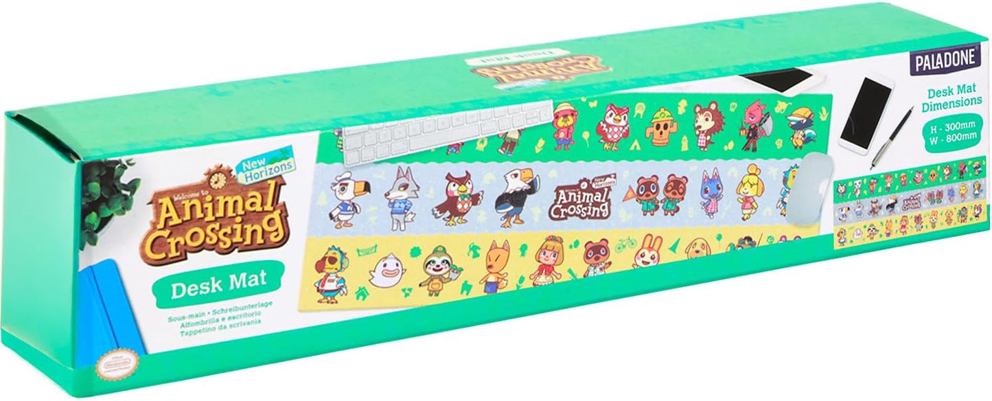 Animal Crossing Computer Desk Mat - Bundle with 11" x 31" TV Video Game Computer Mousepad Plus Stickers | Animal Crossing Desk Office Supplies