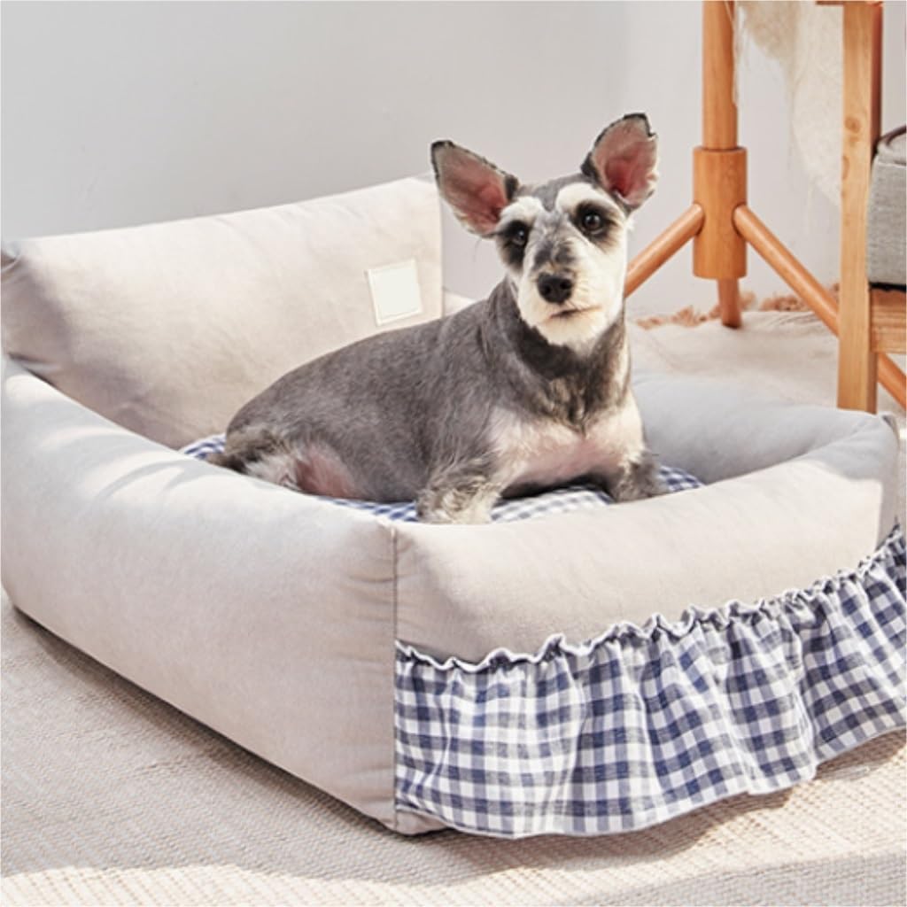 Dog Bed Creative Backrest Pet Sofa Bed Four Seasons Universal Removable and Washable Dog Kennel Cat Kennel Warm in Winter Pet Bed (Color : Gray, Size : 63cm*55cm20cm) (Pink 29.1"L x 25.6"W x 8.7"Th)