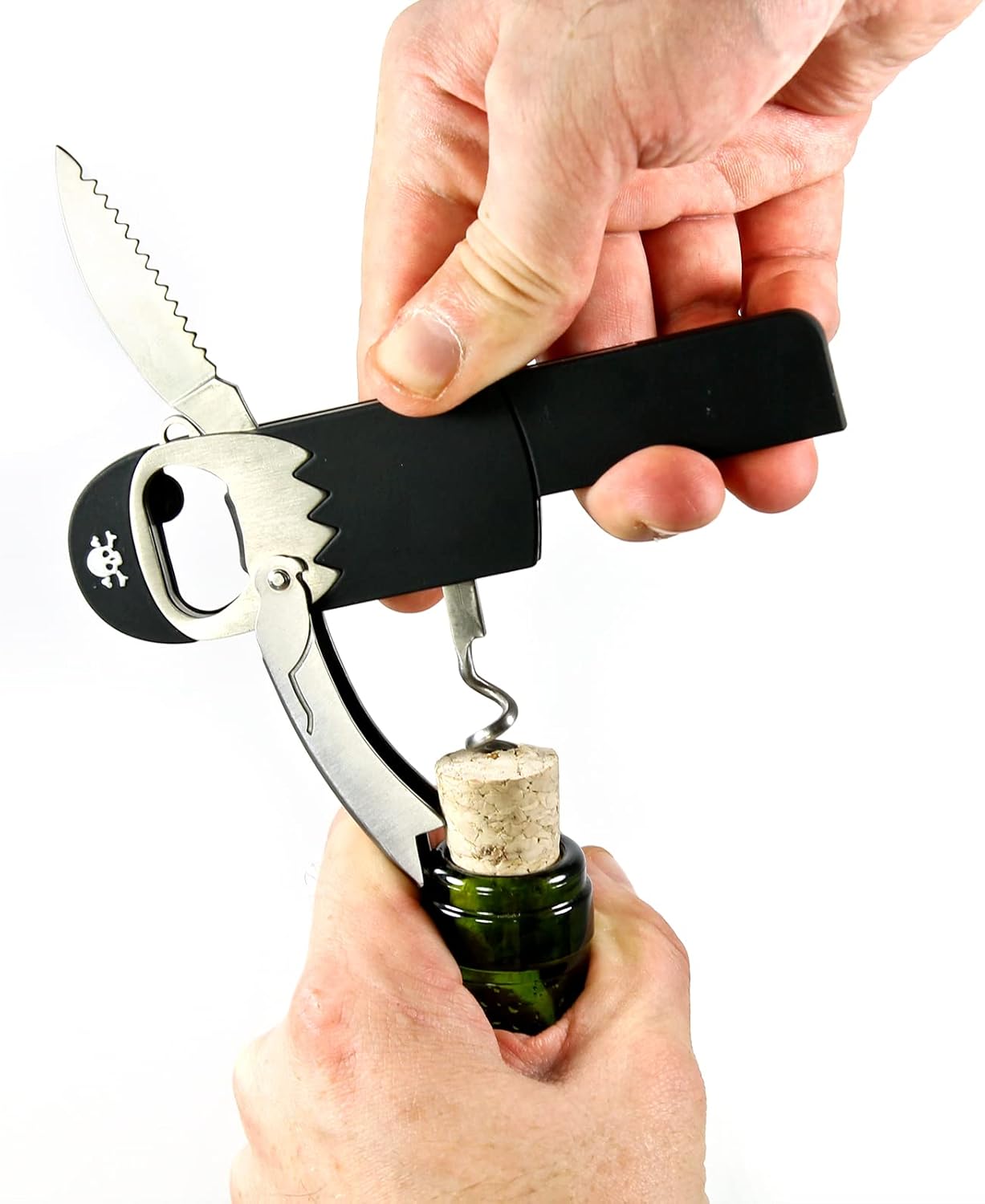 Suck UK Pirate Bottle Opener | Pirate Wine Opener | Corkscrew Keychain | Legless Pirate Cork Screw | Funny Bartender Gifts | Novelty Kitchen Gadgets | Foil Cutter | Funny Boat Kitchen Accessories