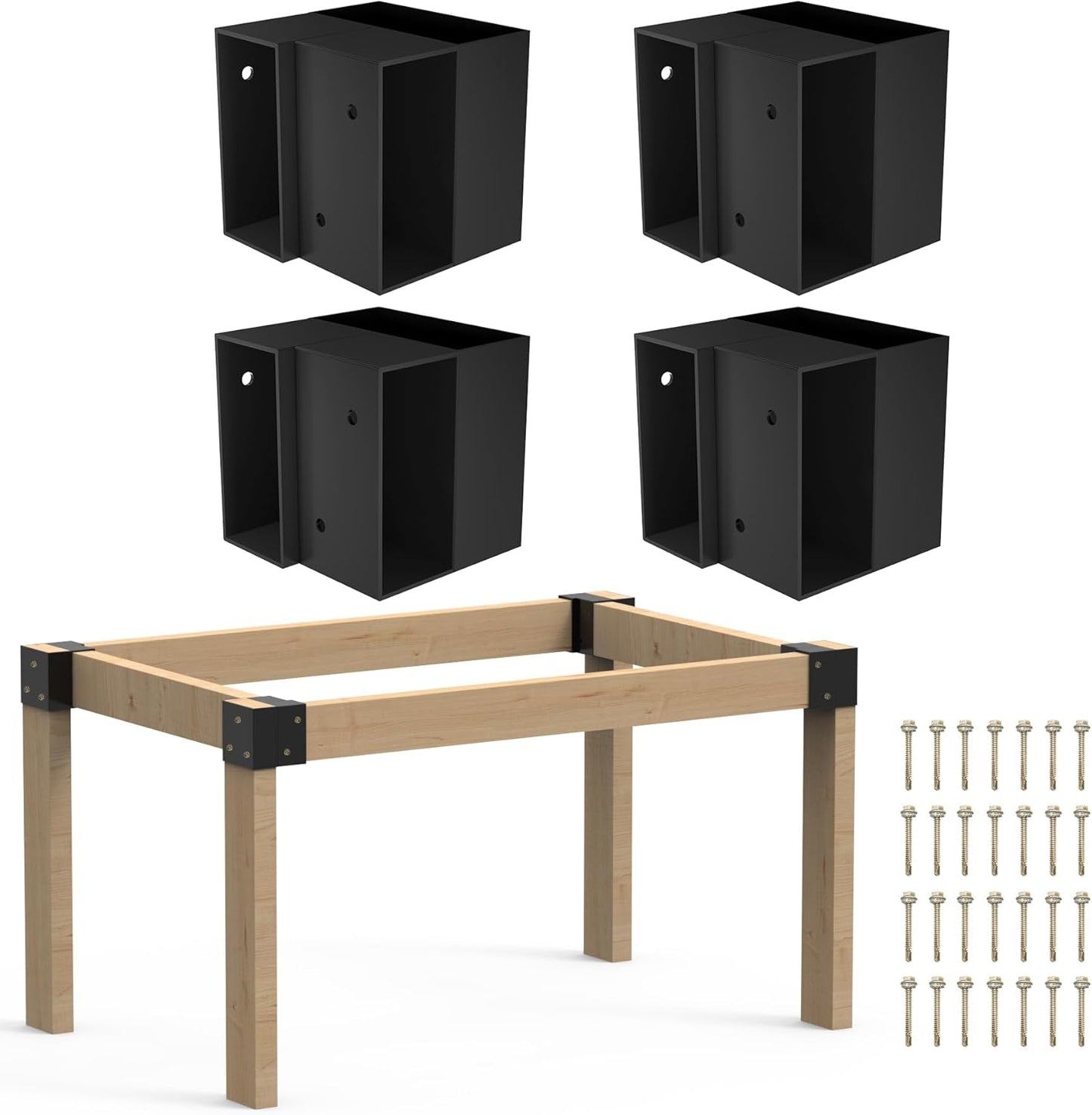 2' x 4' Basics Workbench Kit, 8 PCS Heavy Duty 3-Way Brackets for Garage Workbench Legs Brackets, Metal DIY Work Bench Kit Suitable for Shelving, Work Table, Lumber Not Included