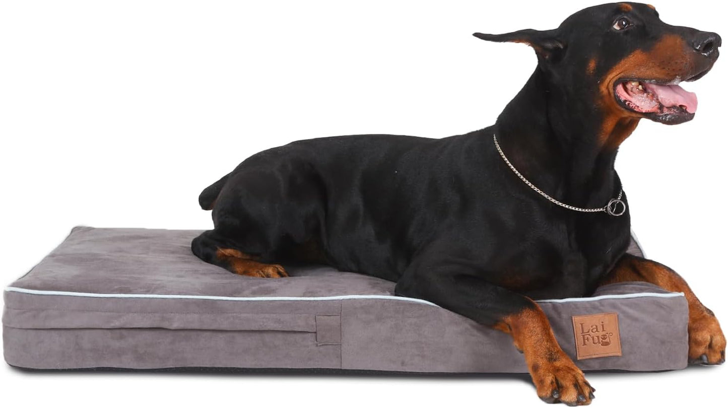 Laifug Orthopedic Memory Foam Pet(40"x 25"x 4",Slate Grey)/Dog Bed with Durable Waterproof Liner and Removable Washable Cover