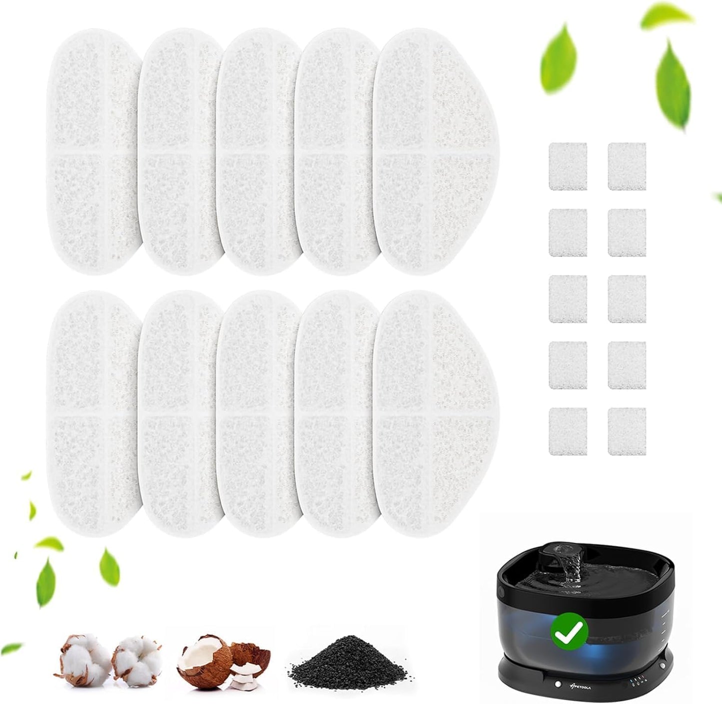 Wireless Dog Water Fountain Filters, 5Pack with 5 Pack Sponges Set, 5 Layer Replacement Filter for FP30 Dog Fountain Battery Operated