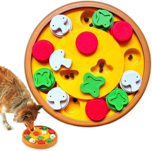Brightkins Pizza Party! Treat Puzzle - Interactive Dog Toys, Dog Puzzle Toy and Slow Feeder, Enrichment Feeder for Dogs and Cats, Puppy Toys to Keep Them Busy, Cat Enrichment Puzzles