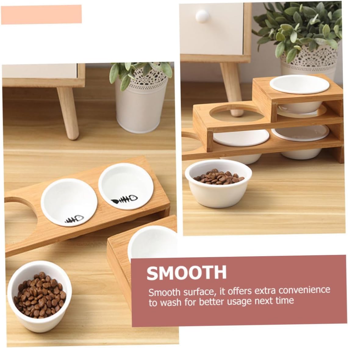 Milisten Ceramic Cat Bowl with Stand Raised Kitten Food and Water Bowls Multi-Function Non-Slip Pet Feeder for Cats and Puppies