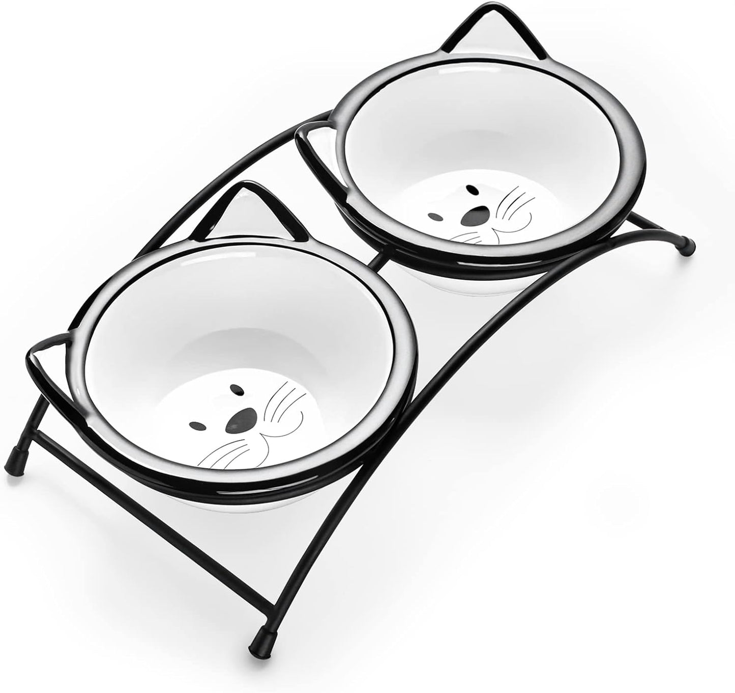 Y YHY Cat Food Bowls, 12 oz Raised Cat Bowls for Food and Water,Ceramic Elevated Pet Dishes Bowls with Stand, Cats and Small Dogs, Dishwasher Safe
