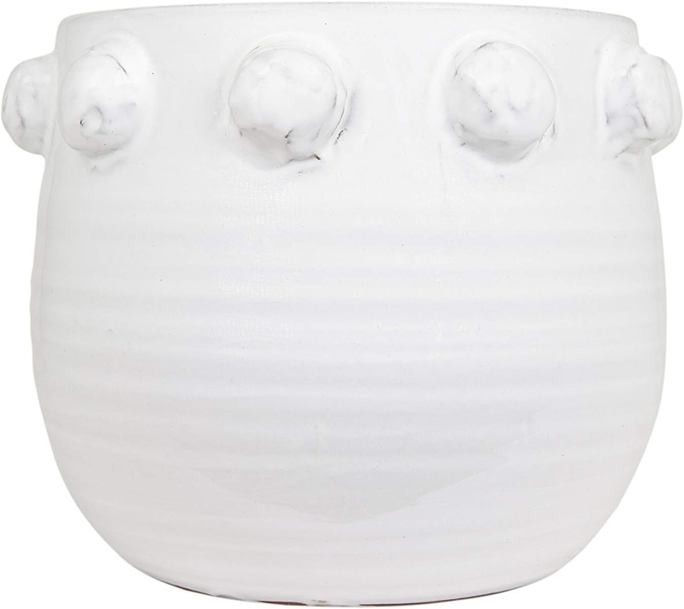 Creative Co-Op White Terracotta Planter with Bubble Design at Top