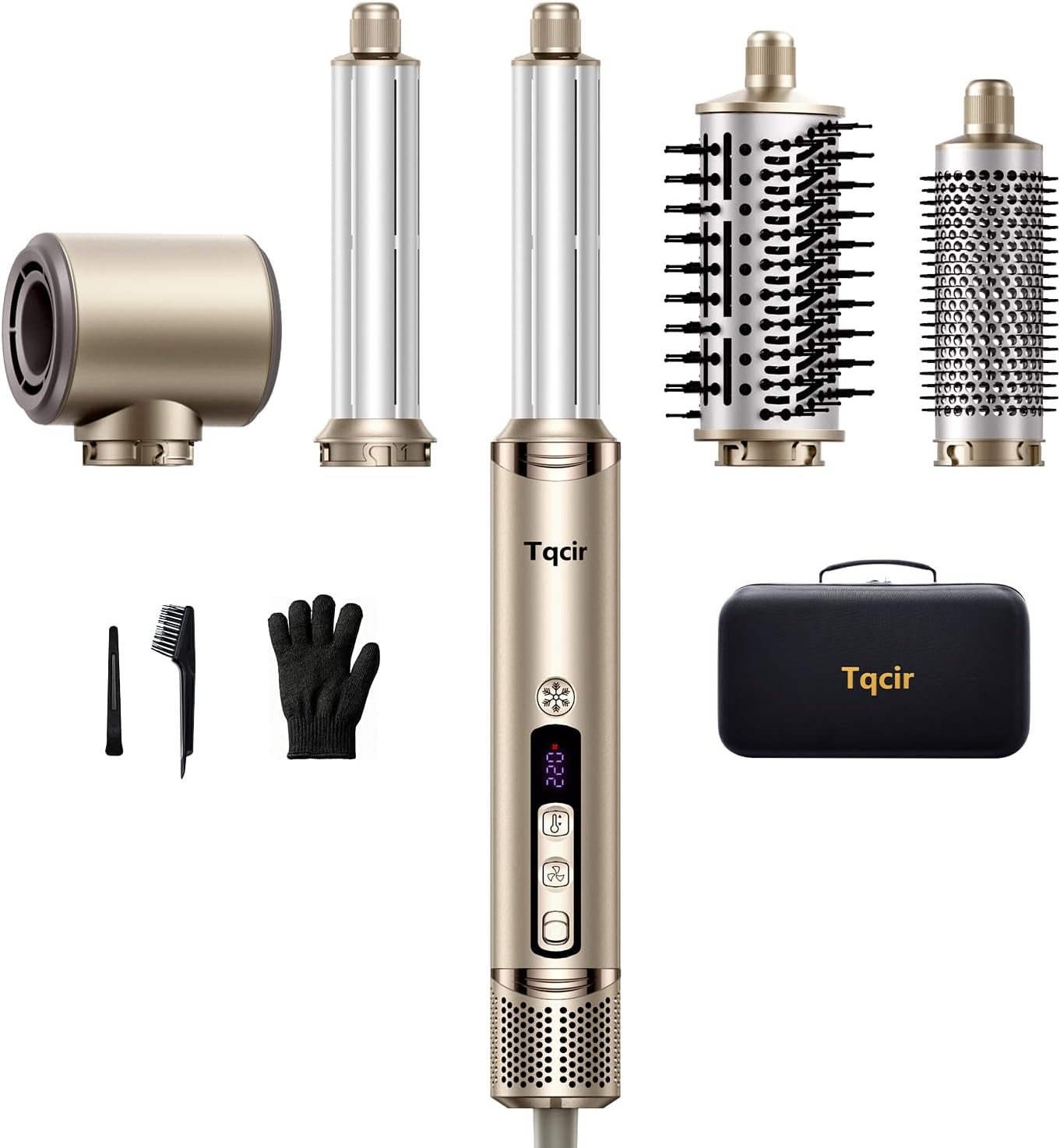 5-in-1 Professional Hot Air Styler, Powerful Multi-Styler with Auto-Wrap Curlers, Fast Drying Curling Straightening Volumizing Without Heat Damage, Storage Case Best Gift for Girl/Women