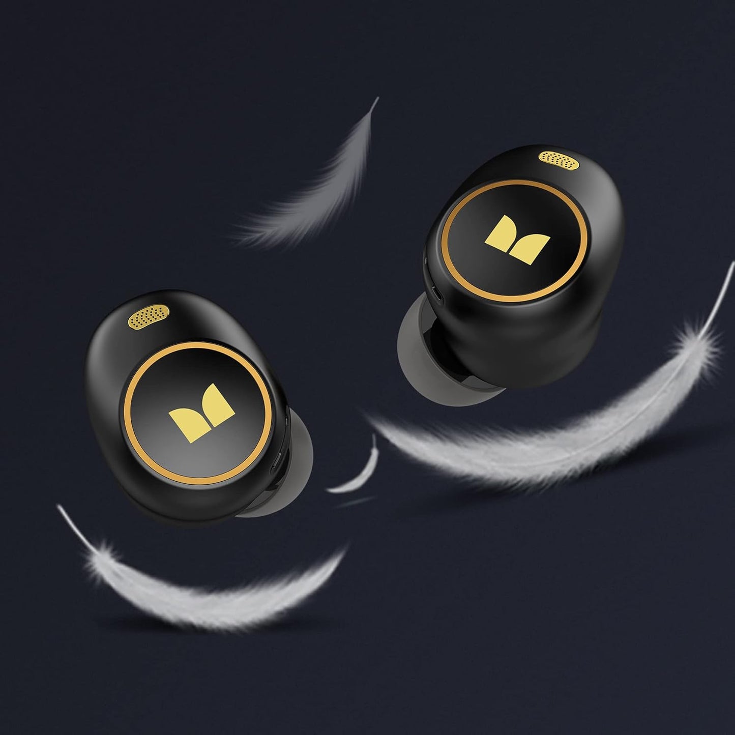 Monster Achieve 300 AirLinks Wireless Earbuds, Bluetooth 5.3 in-Ear Headphones with Charging Case, Stereo Headphones, 32H Playtime Touch Control, Built-in Mic, Clear Call, Black