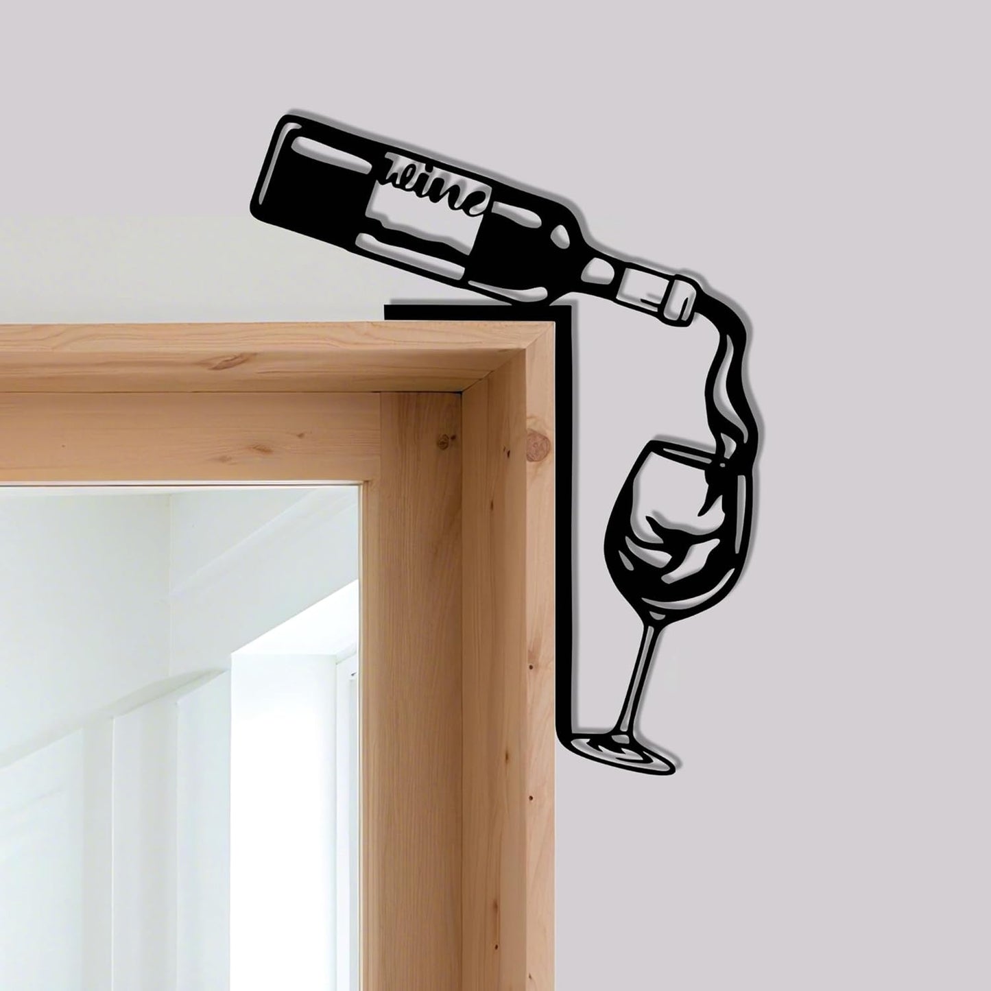 YATEASLU Wine Decor for Kitchen - Rustproof Metal Bar Signs for Home Bar Decor - Door Frame Art with Wine Bottle & Glass Design - Gifts for Christmas, Thanksgiving,