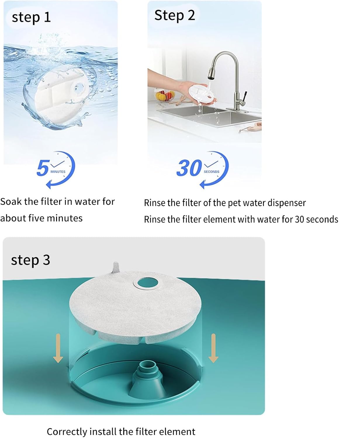 4 Pack Replacement for Pet Fountain Unique Round Double Filtration Double Filtration Replacement Automatic Pet Fountain