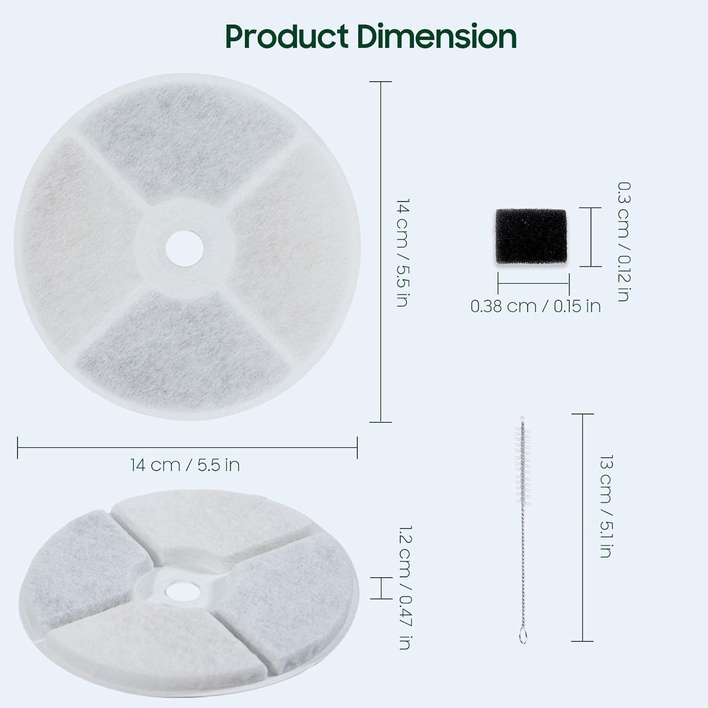 10 PCS Plastic Reduced Version Pet Cat Water Fountain Filters Fit For E versweet Solo 2/Solo SE, E versweet 3 Pro/2S/3, Including Replacement Filters and Replaced Foam Pump Filter (10 pcs)