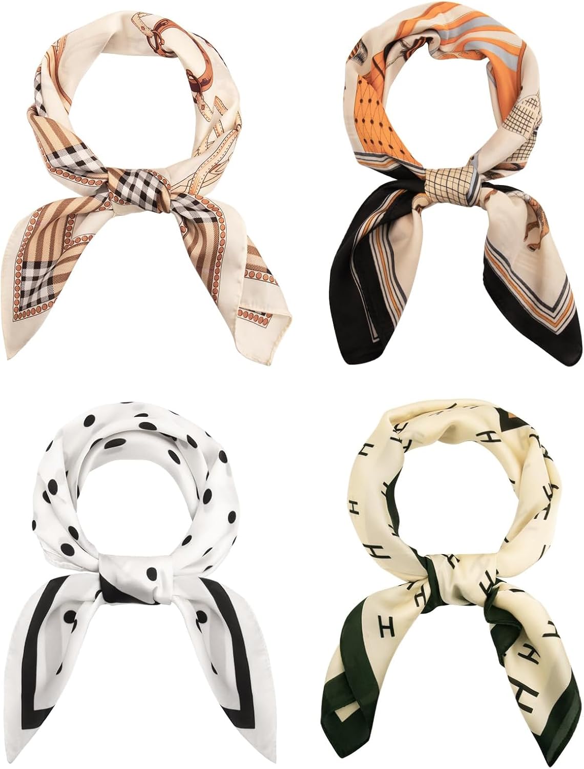 Head Scarf for Women Purse Charms Large Square Neck Scarf Silky Bandana Satin Hair Wrap