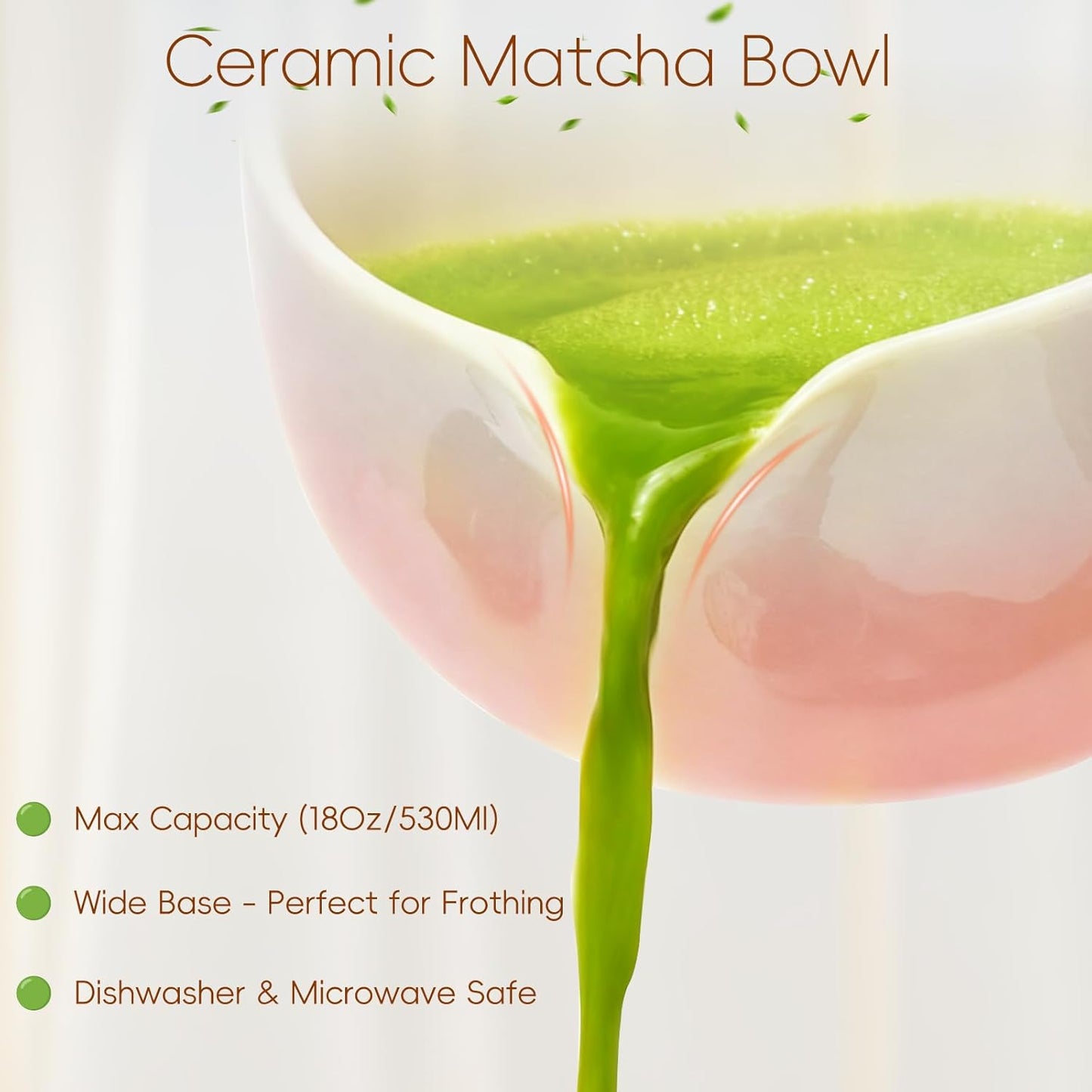 Matcha Whisk Set, Ceramic Matcha Set Includes Bowl & Holder, Bamboo Whisk (Chasen), Scoop, Spoon and Sifter, 6PCS Matcha Kit Covers Everything Needed for Making Matcha (Pink)