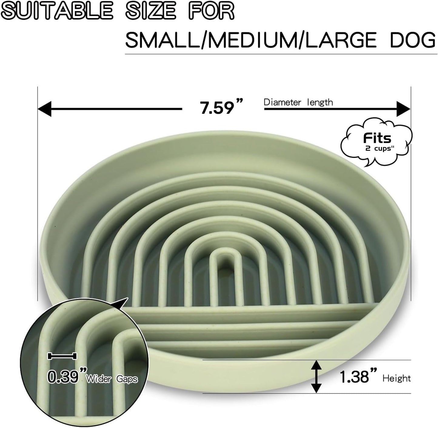 Slow Feeder Dog Bowl,Silicone Puzzle Bowl & Lick Mat,Preventing Choking Dog Bowls,Slow Eating,Healthy Eating,Anti Gulping Slow Feeding Dog Bowl,Dishwasher Safe(Sage Green)