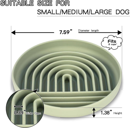 Slow Feeder Dog Bowl,Silicone Puzzle Bowl & Lick Mat,Preventing Choking Dog Bowls,Slow Eating,Healthy Eating,Anti Gulping Slow Feeding Dog Bowl,Dishwasher Safe(Sage Green)