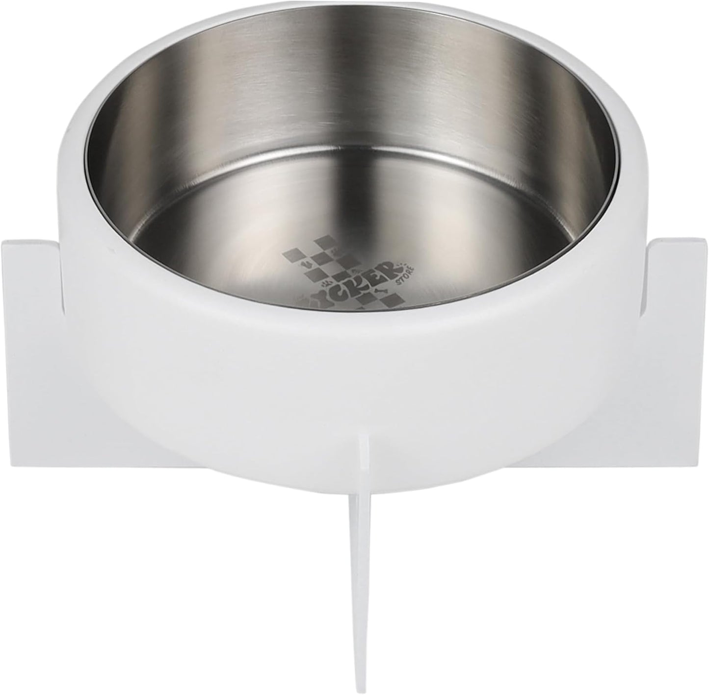 DBL3000B Intersecta Small/Medium Concrete and Stainless Steel Bowl 16oz (2 Cups) with Metal Stand Pet Feeder, White