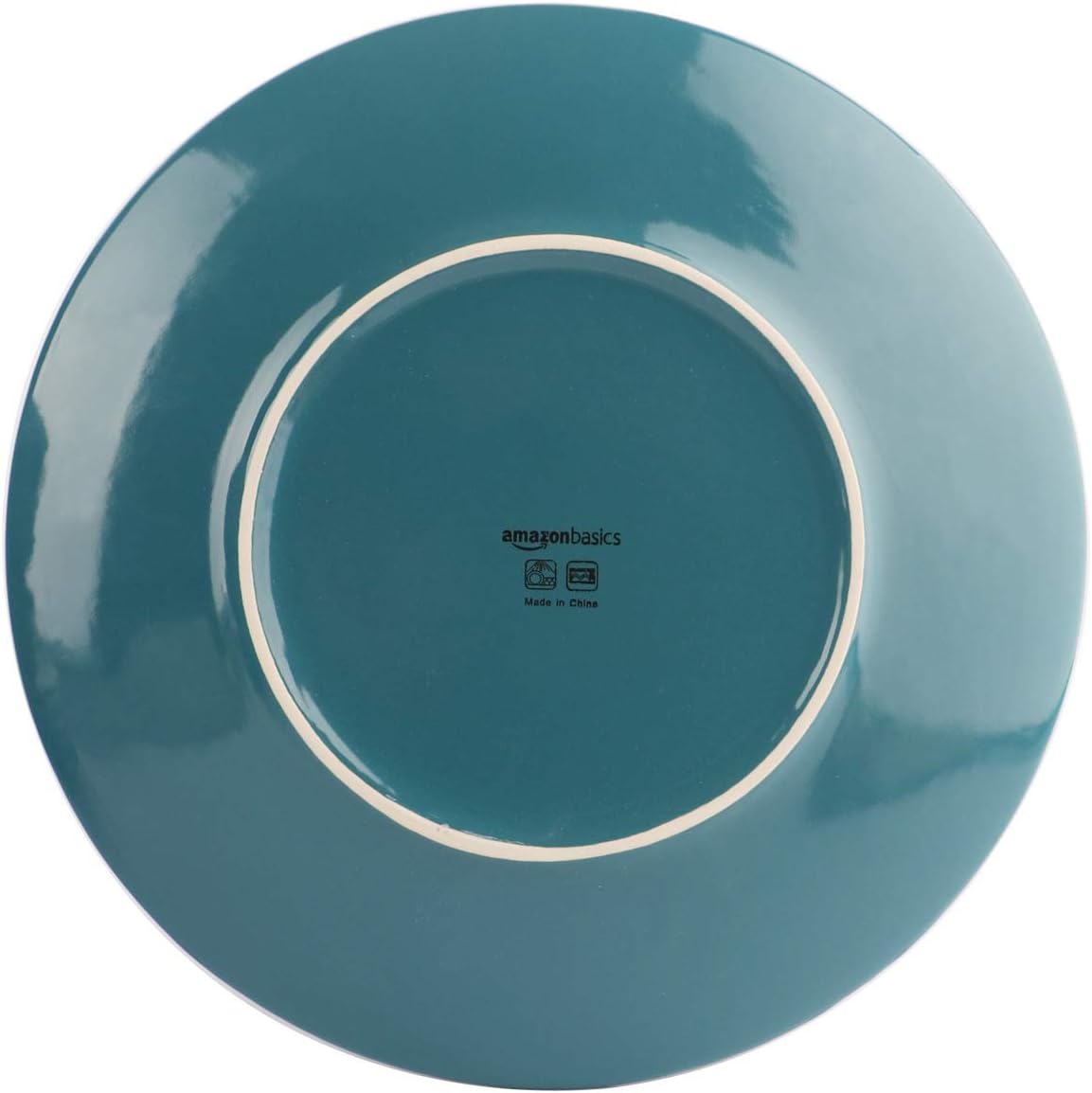 Amazon Basics 18-Piece Stoneware Dinnerware Set, Service for 6, Microwave and Dishwasher Safe, Plates and Bowls, Deep Teal