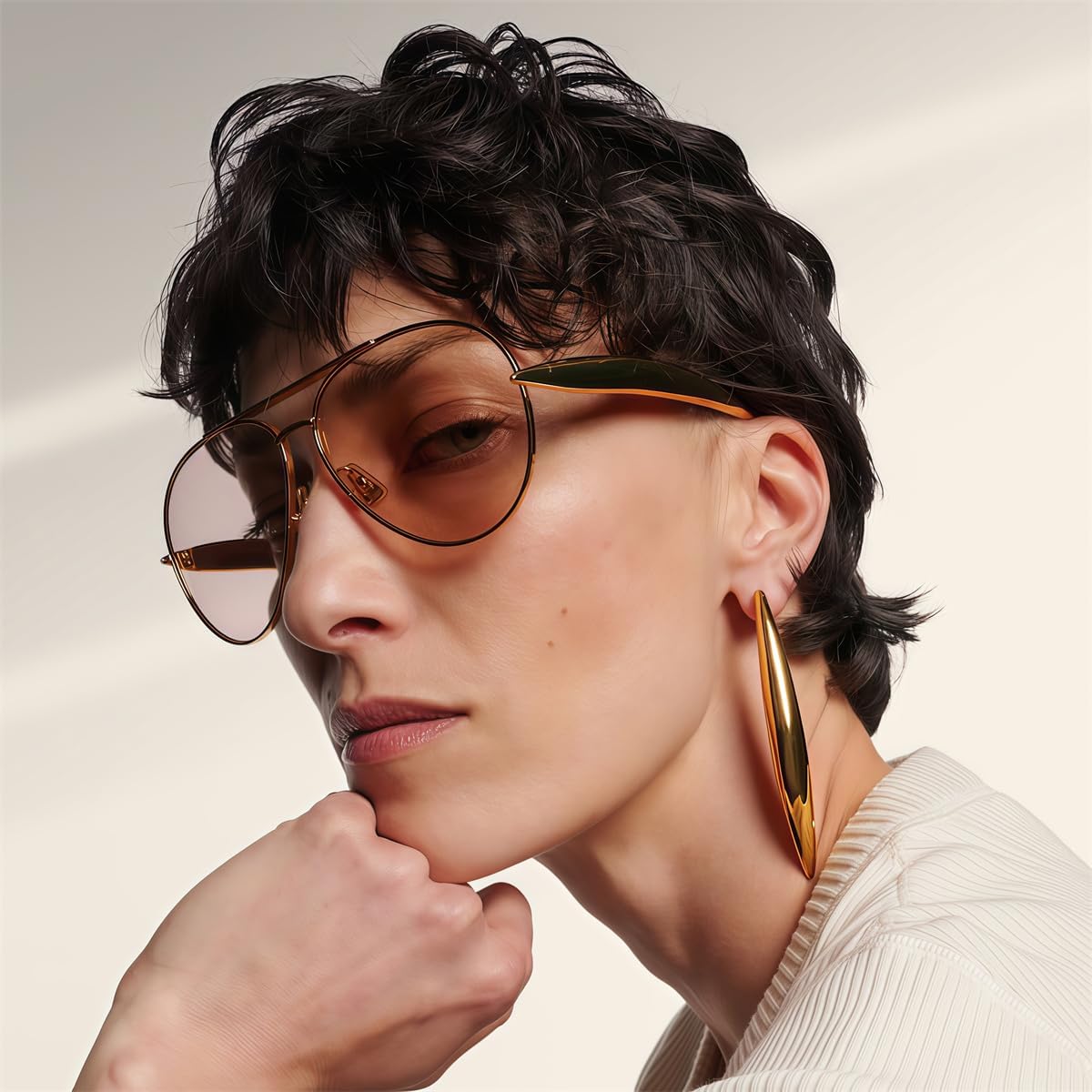 Retro Gold Aviator Sunglasses for Women Men, 2026 Metal Oversized 70s Aviators Sun Glasses