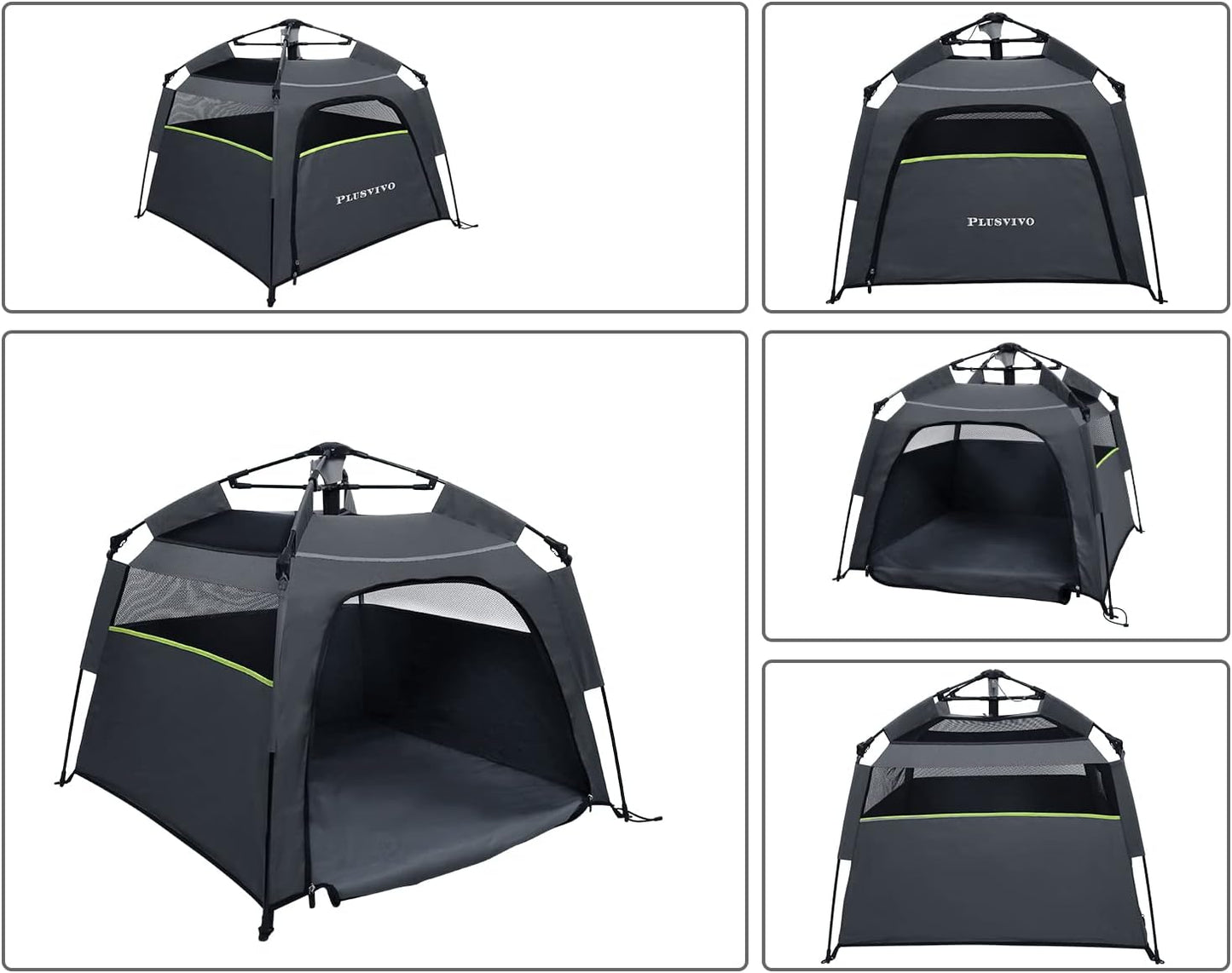 Pop Up Dog Tents, Plusvivo Foldable Cool Mesh Camping Tent - 40" X 40" X 28" With Shoulder Bag & UV Canopy