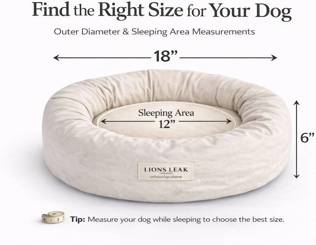 Round Dog Bed – Natural Canvas, Removable Washable Cover, Raw Cotton or Latex Fill, Hypoallergenic Non-Toxic, Made in USA (Natural, X-Small, Firm Support – Raw Cotton)