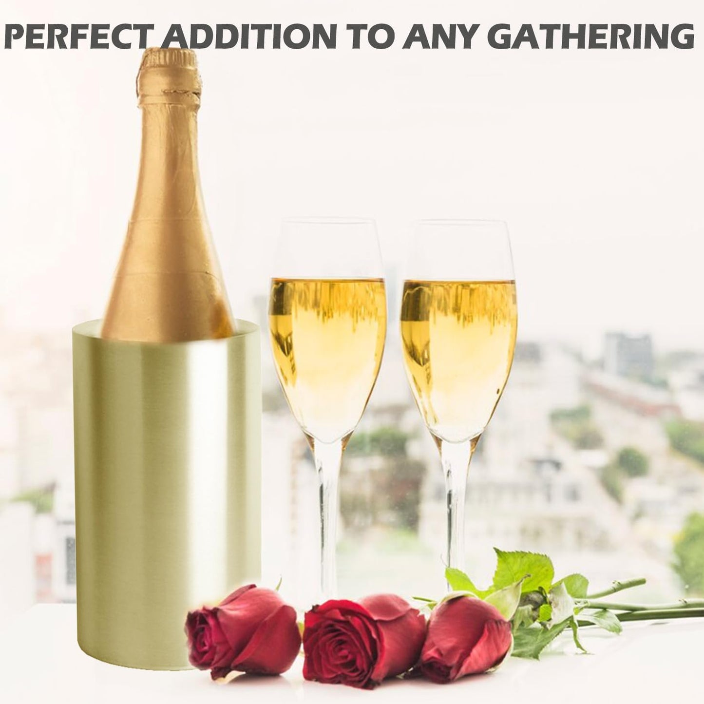 Gold Wine Chiller Bucket for Bottle 750ml Wine Chiller Champagne Cooler Insulated for Parties Keep Wine & Beverage Cold Bar Cart Accessories