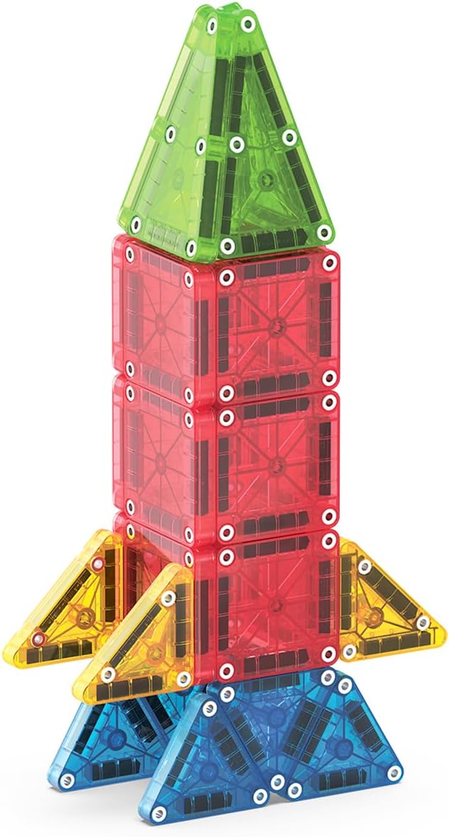 Magna-Tiles microMAGS 26-Piece Travel Magnetic Construction Set – Bold Colors, The Original Magnetic Building Brand