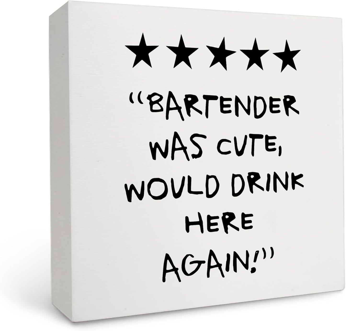 OFlich Funny Bar Wooden Box Desk Sign, Wine Bar Table Decor, Trendy Decor, 5×5 Inch
