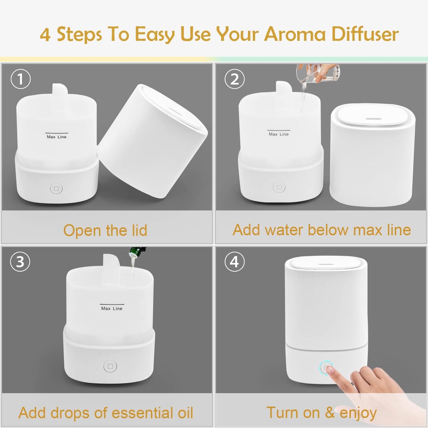 Essential Oil Diffusers for Home with USB Cord, 150ml Aroma Humidifier for Office, Water Shortage Protection, 7 Color LED Lights White Scent Mist Dorm Room Essentials Aromatherapy Ultrasonic