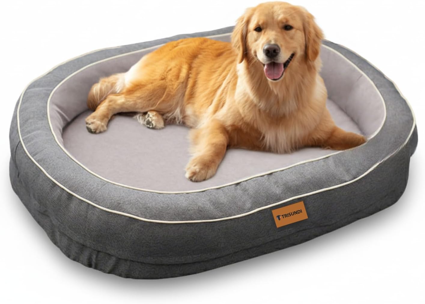 Oval Orthopedic Dog Bed with Removable Washable Cover – Calming Pet Bed with High-Density Honeycomb Sponge, Non-Slip Bottom, Durable Scratch-Resistant Fabric for Medium and Large Dogs