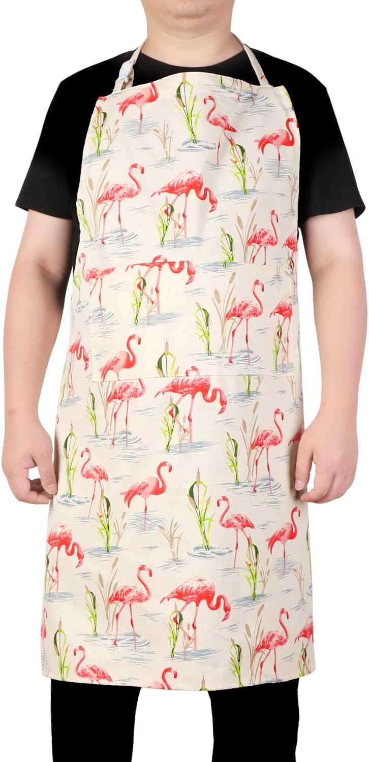 LOLOMLO Oversize Canvas Cotton Apron, Extra Large Aprons with Long Strap, Adjustable Neck Tear Resistant Plus Size aprons