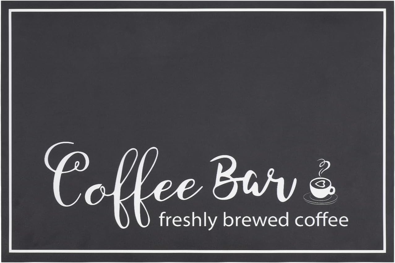 Findosom 12"x 20" Dish Drying Mat, Super Absorbent & Cuttable Coffee Mat, Hide Stain Bar Mat for Kitchen Counter, Coffee Bar Accessories, Black