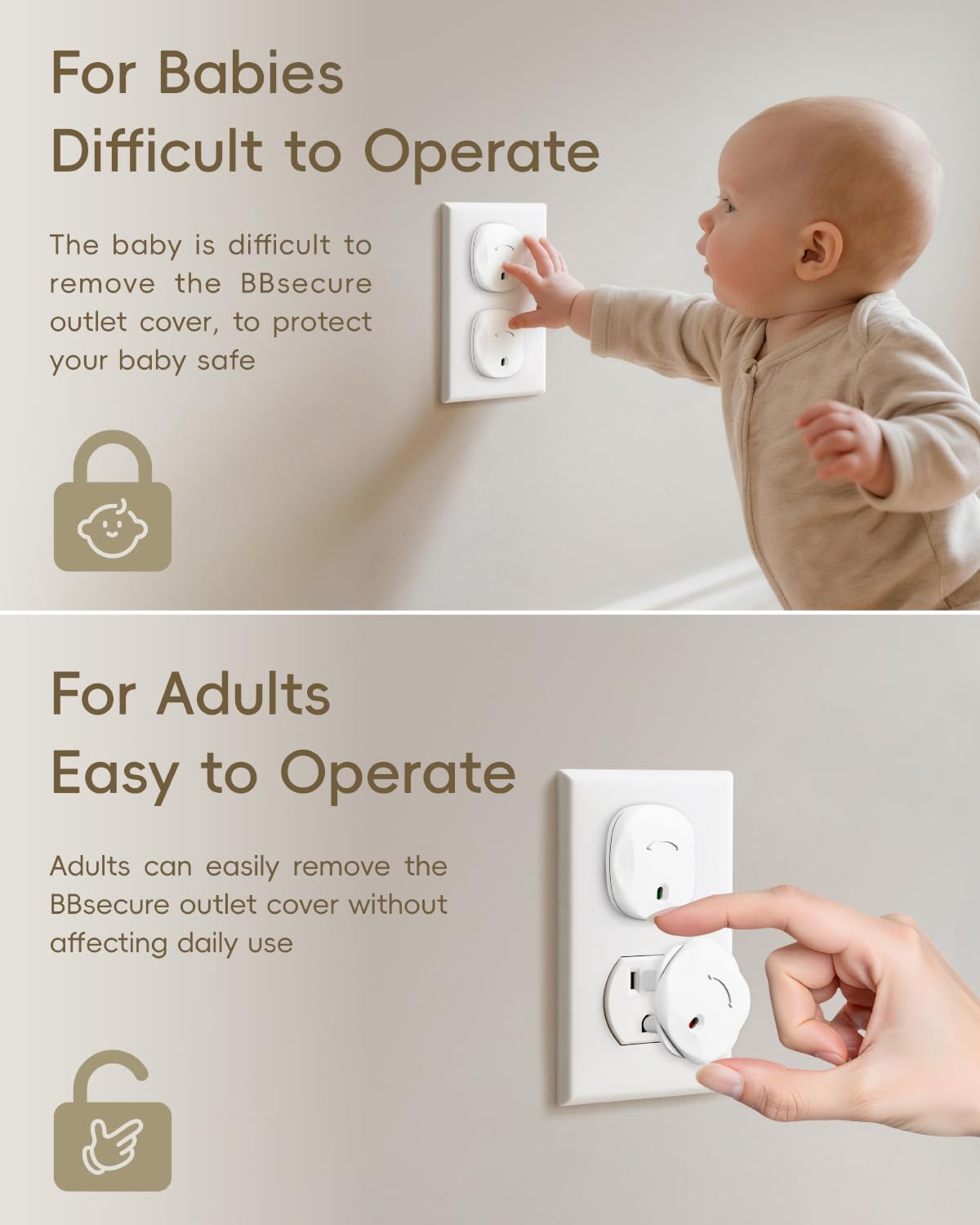 Outlet Covers Baby Proofing - 40 Pack Plug Covers Baby Proofing with Unique Rotating Design, Outlet Plug Covers to Prevent Electrical Shock, for US 3-Prong, Home, Office, School, White
