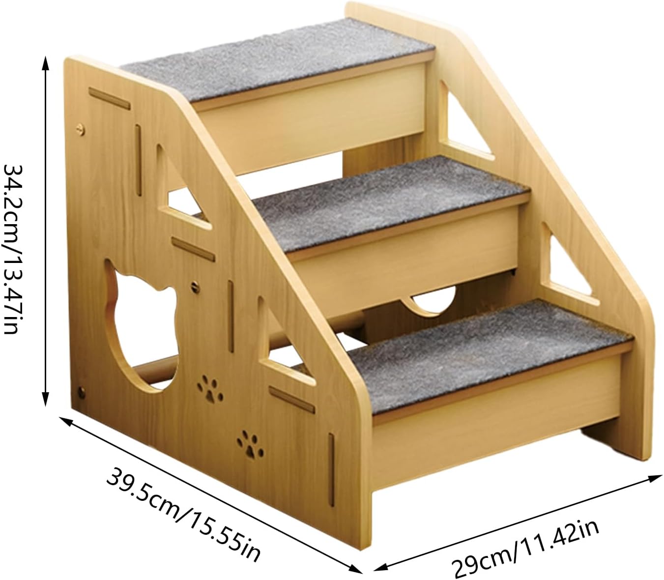 Dog Steps Small Pets, Wooden Ladder Elderly Puppy, 15.55x11.42x13.47 Inch Cat Stairs, Non-Slip Aid with Compact Design, Sturdy Equipment with Modern Style, Supplies Accessories for Sofa Apartment Use