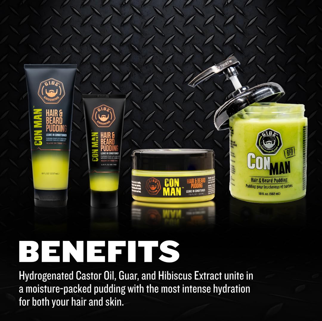 GIBS Grooming Con Man Hair & Beard Pudding, 19 Fl Oz