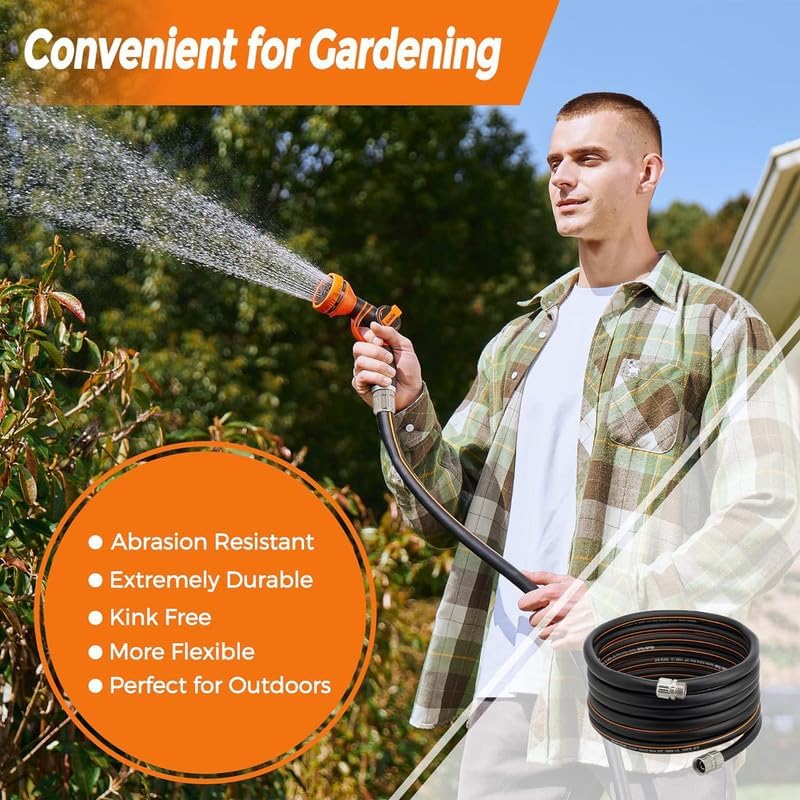 Giraffe Tools Garden Hose 5/8", Custom Length, Heavy Duty, No Kink, Flexible, Rubber Garden Hose, Leakproof Water Hose, 600 Burst PSI, 20ft Male to Female Hose
