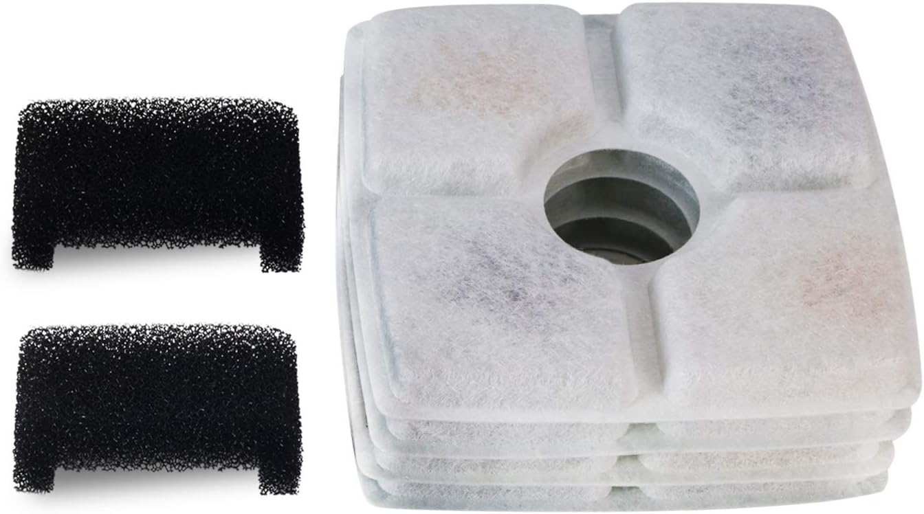 Elliptical Cat Water Fountain Filter, 6 Filters Pack for Stainless Steel Top Elliptical Pet Fountain, 4 Carbon Filters and 2 Sponge Filters