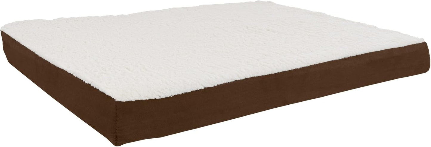 PETMAKER Orthopedic Dog Bed – 2-Layer Memory Foam Dog Bed with Machine Washable Sherpa Top Cover – 36x27 Pet Mattress for Large Dogs up to 65lbs (Brown)