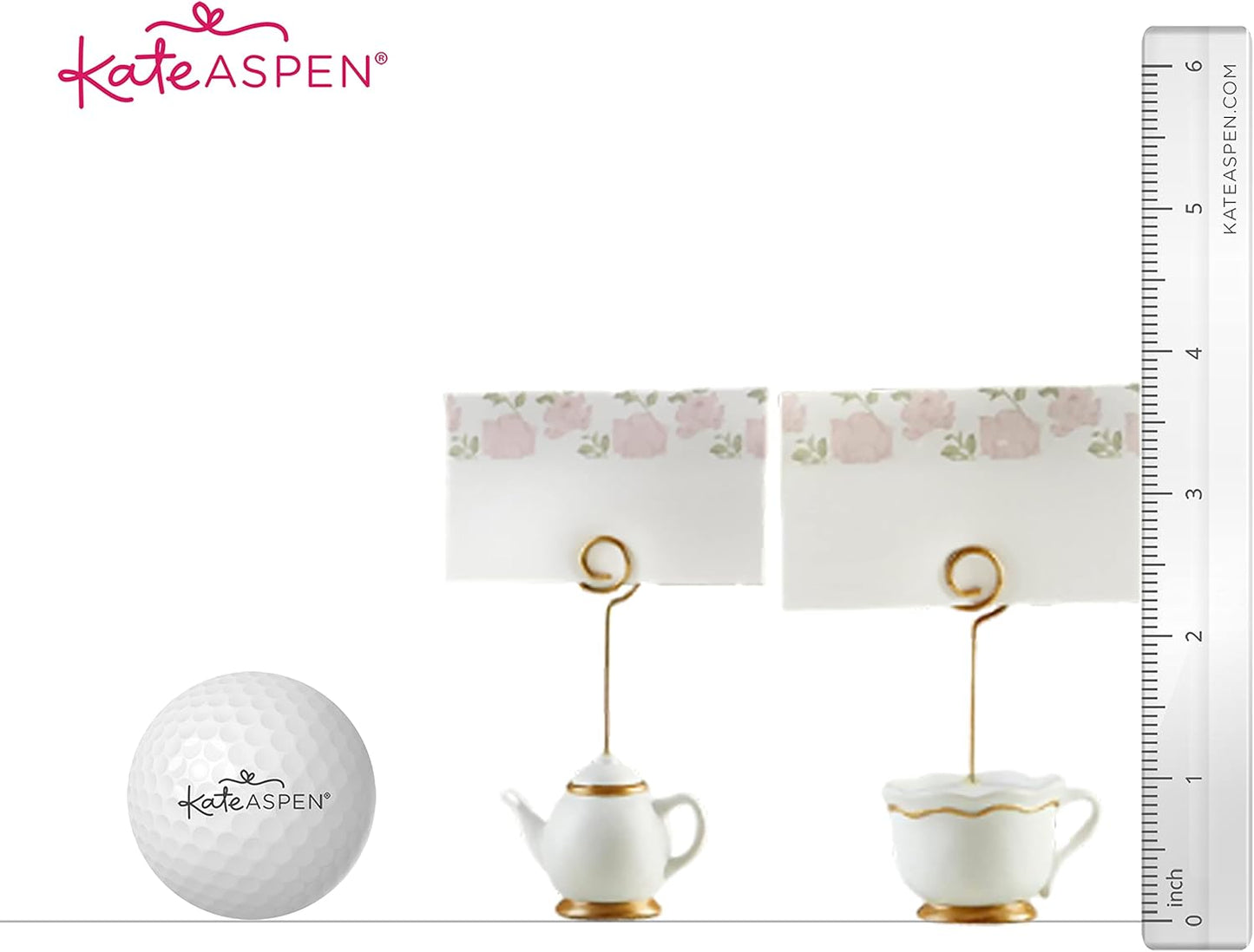 Kate Aspen, Place Card Holders, Tea Time Whimsy, Teapot and Teacup, Place Cards Included, Set of 6,Pink