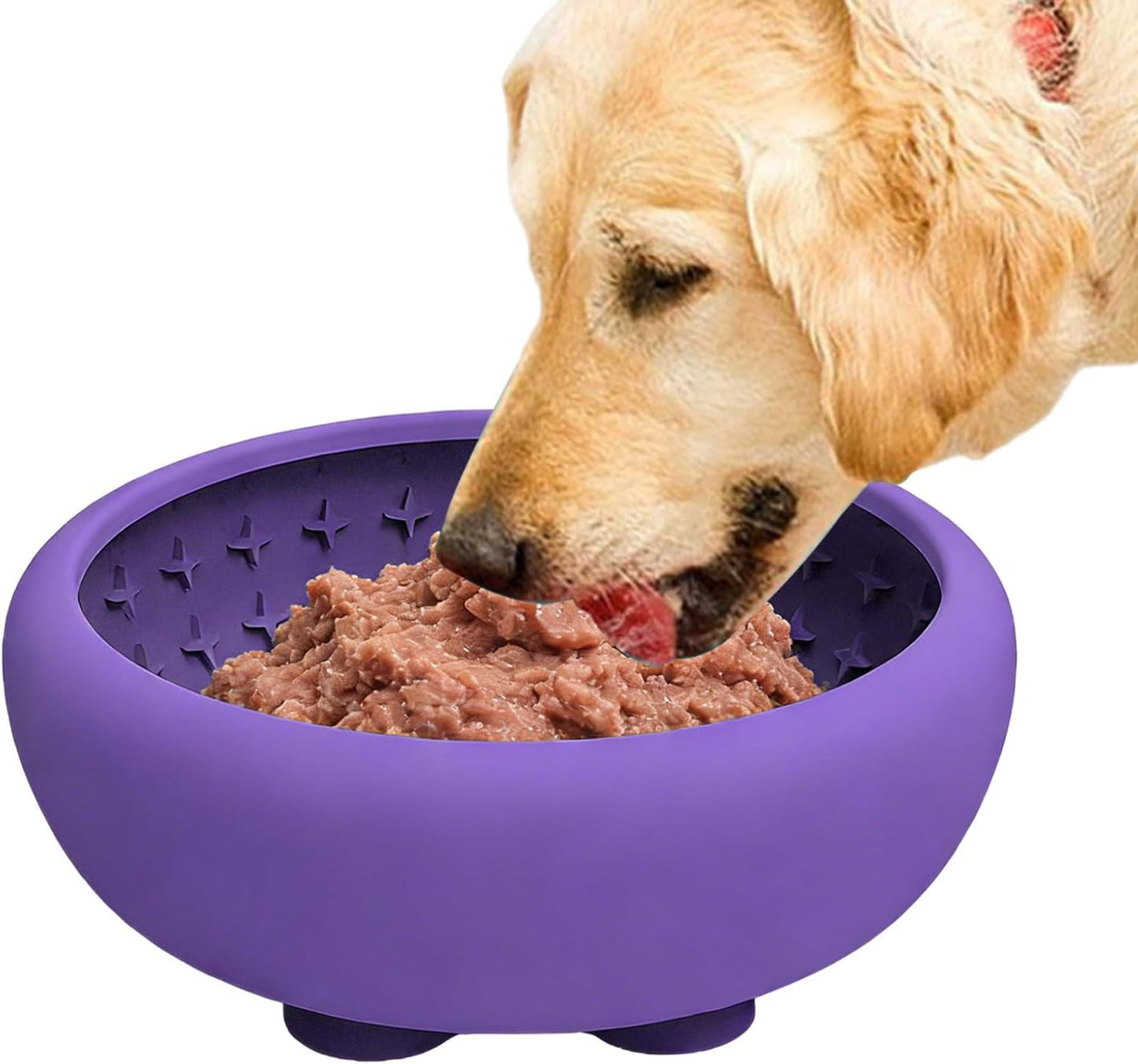 Silicone Slow Feeder - Cat Bowl Set, Non-Slip Design with Suction Cup, Puzzle Dishes with Anti-Gulp Pattern, Dog Eating Station, Medium Pet for Puppy Drinking