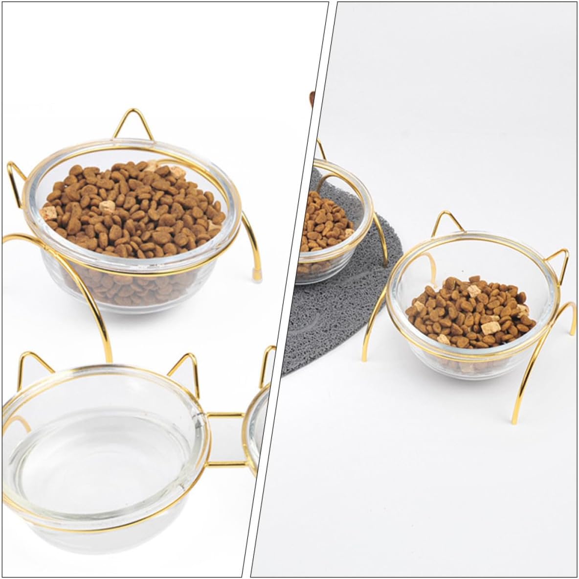 Beaupretty Elevated Glass Cat Food Bowl with Tilted Raised Stand Single Pet Bowl for Indoor Cats and Dogs Feeding
