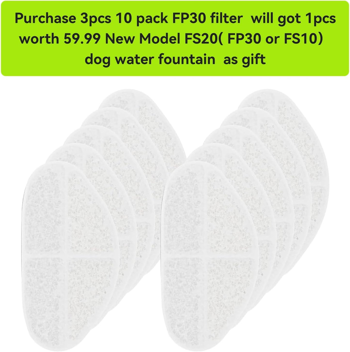 Wireless Dog Water Fountain Filters, 5Pack with 5 Pack Sponges Set, 5 Layer Replacement Filter for FP30 Dog Fountain Battery Operated