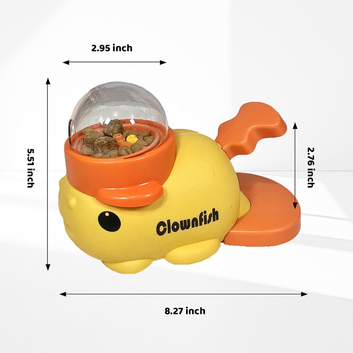 Interactive Clownfish Dog Treat Dispenser Toy with Spinning Tail, Puzzle Slow Feeder for Dogs & Cats, Treat Dispensing Food Puzzle Feeder, Includes Cleaning Cloth & Brush (White)